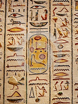 Ancient Hieroglyphs from the Valley of the Kings in Thebes Luxor Egypt