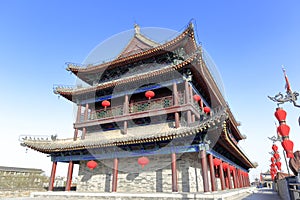 Ancient high tower on the xian city wall