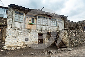 Ancient highmountains village Khynalyg, Azerbaijan. Buildings, houses and way of life photo
