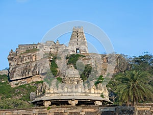 Ancient hilltop temple in Southern India.