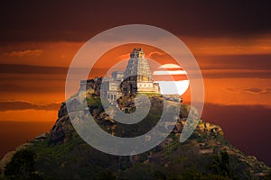 Ancient hilltop temple in Southern India.