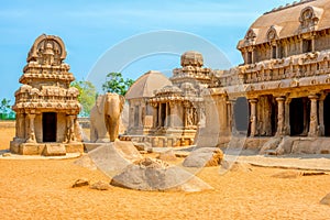 Ancient Hindu monolithic Indian sculptures rock-cut architecture