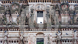 Ancient Hindu Sculpture Decoration at Sri Rama Chandra temple Gopura or gate, Ammapalli, Shamshabad