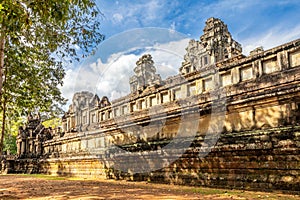 Ancient hindu Ta Keo khmer Shiva temple walls and towers, Angkor, Siem Reap, Cambodia photo