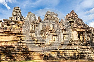 Ancient hindu Ta Keo khmer Shiva temple walls and towers, Angkor, Siem Reap, Cambodia photo