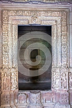 ancient hindu temple architecture from unique angle at day