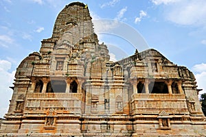 Ancient Hindu Temple at Chittorgarh Fort in Rajastan Region, India in Summer