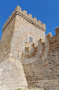 Ancient historic Genoese castle or fortress