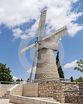 Ancient Historic Windmill in Jerusalem in Israel