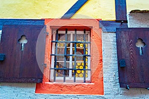 Ancient historical building barred window details Meissen Germany