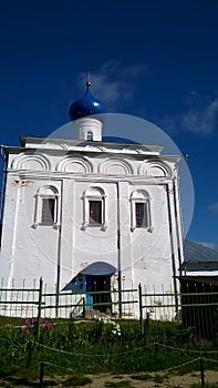 Ancient historical building of orthodox church cathedral in Romanov Borisoglebsk Tutaev