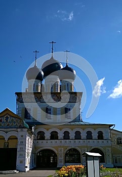 Ancient historical building of orthodox church cathedral in Romanov Borisoglebsk Tutaev