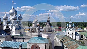 Ancient historical building of orthodox church cathedral in Velikiy Rostov the Great