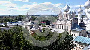 Ancient historical building of orthodox church cathedral in Velikiy Rostov the Great