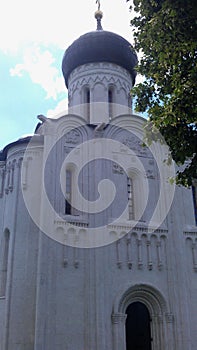 Ancient historical building of orthodox church cathedral in Vladimir Bogolyubovo on Nerli