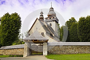 Old Gothic Catholic church outdoors,  village Smrecany, Liptov region, Slovakia