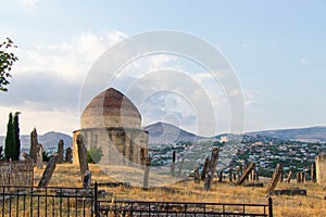 Ancient historical mausoleums complex of the 19th century. Shamakhi city, Azerbaijan. Yeddi Gumbaz Mausoleum.