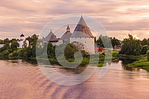 Ancient historical old Ladoga fortress in the village of Staraya Ladoga - Leningrad region Russia