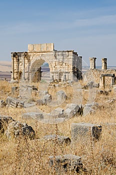 Ancient historical site of Roman ruins of Volubilis near Meknes, Morocco, Africa