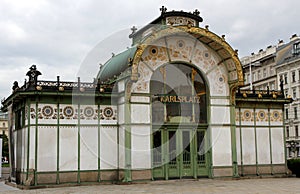 Ancient HISTORICAL underground entrance in KARLSPLATZ in vienna