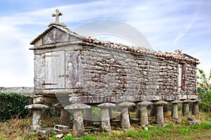 The ancient horreo (granary). Galicia, Spain