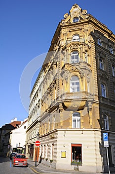 The ancient house in Prague. Europe. Czechia.