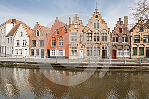 Ancient houses at a canal in Bruges