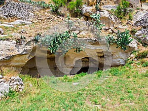 Ancient houses carved in the rock in Ginosa, Italy