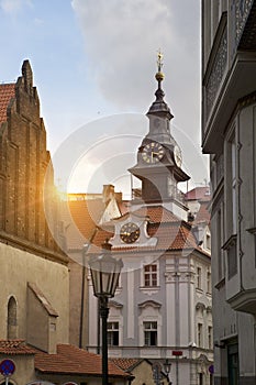 Ancient houses in the Jewish quarter in the Old Town in Pragues , Czech Republic