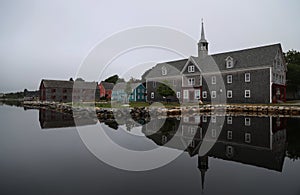 Ancient houses in the town of Shelburne in Nova Scotia