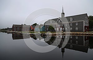 Ancient houses in the town of Shelburne in Nova Scotia photo