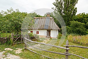 Ancient houses in the Ukrainian style, Ukrainian village, Pirogovo