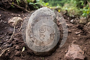 Ancient human footprint preserved in clay - archaeological discovery relic, historical artifact