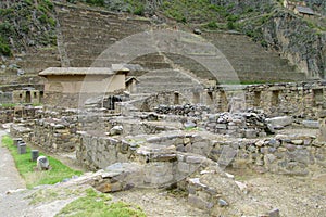Ancient Inca archaeological ruins Ollantaytambo near Cusco, Peru photo