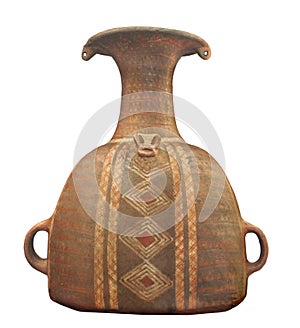Ancient Inca pottery jar isolated.