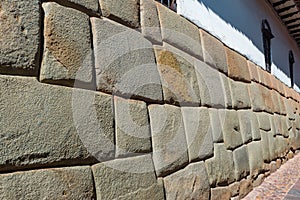 Ancient inca stone wall in Cusco, Peru