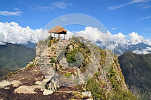 Ancient Inca Trail leading to Machu Picchu, Andes