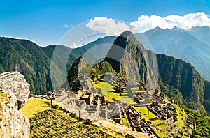 Ancient Incan city of Machu Picchu in Peru