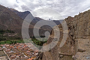 Ancient Incan Ruins in Ollantaytambo, Peru in Sacred Valley