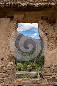 Ancient Incan Ruins in Ollantaytambo, Peru in Sacred Valley