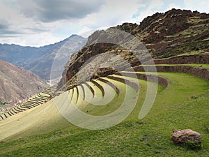 Ancient Incan ruins of Pisac, Peru, in the Andes