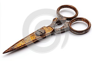 Ancient iron scissors with rusty blade Ai photo