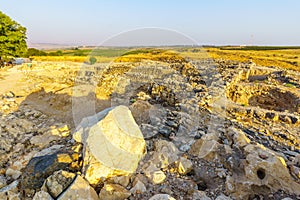 Ancient Israelite buildings remains, with landscape, in Tel Hazor