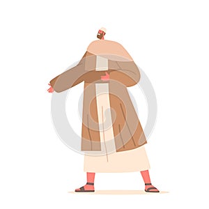 Ancient Israelite Man Isolated on White Background. Male Character Wear Tunic And Sandals, Wrapped In A Shawl