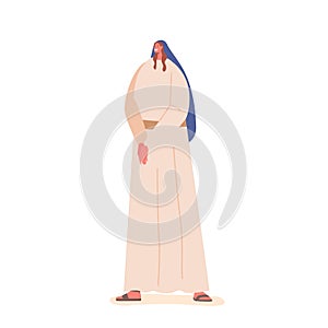 Ancient Israelite Woman Character In Traditional Dress Isolated on White Background. Concept of History of the Past
