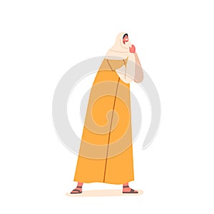 Ancient Israelite Woman Standing With Joined Hands, Expressing Fervent Emotion Or Prayer, Cartoon Vector Illustration
