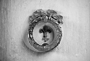 Ancient Italian door in Tuscany (black and white)