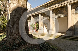 Courtyard historic palace in italy photo