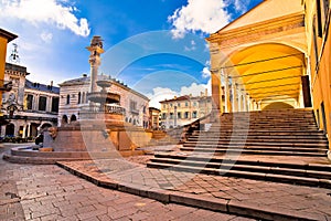 Ancient Italian square and architecture in town of Udine photo