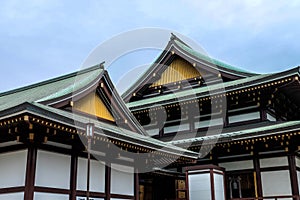 Ancient japan wood house with roof of Japan Buddhism temple in Japan